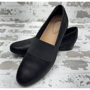 Clarks Unstructured Shoes Womens Size 9M Black Slip‎ On Comfort Loafers